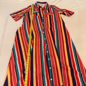 Colorful Striped Button-Up Dress